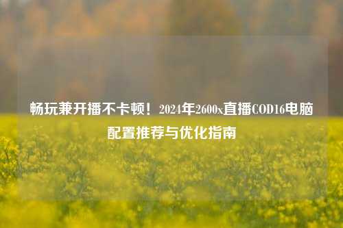 畅玩兼开播不卡顿!2024年2600x直播COD16电脑配置推荐与优化指南
