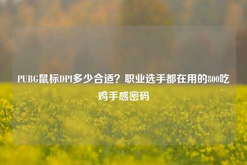 PUBG鼠标DPI多少合适?职业选手都在用的800吃鸡手感密码