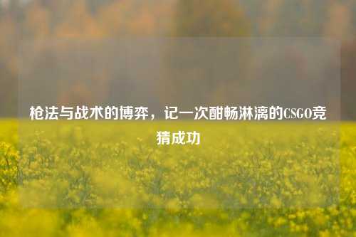 枪法与战术的博弈,记一次酣畅淋漓的CSGO竞猜成功