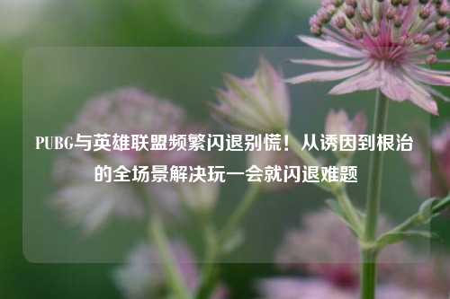 PUBG与英雄联盟频繁闪退别慌!从诱因到根治的全场景解决玩一会就闪退难题
