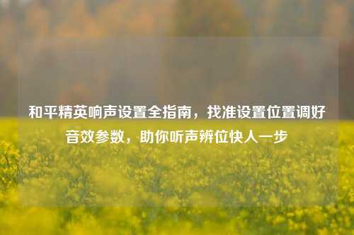 和平精英响声设置全指南,找准设置位置调好音效参数,助你听声辨位快人一步