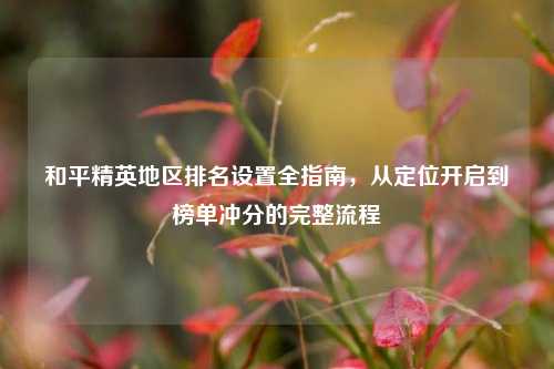 和平精英地区排名设置全指南,从定位开启到榜单冲分的完整流程