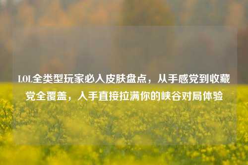 LOL全类型玩家必入皮肤盘点,从手感党到收藏党全覆盖,入手直接拉满你的峡谷对局体验