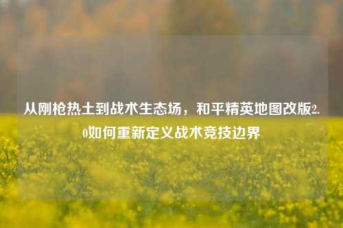 从刚枪热土到战术生态场,和平精英地图改版2.0如何重新定义战术竞技边界